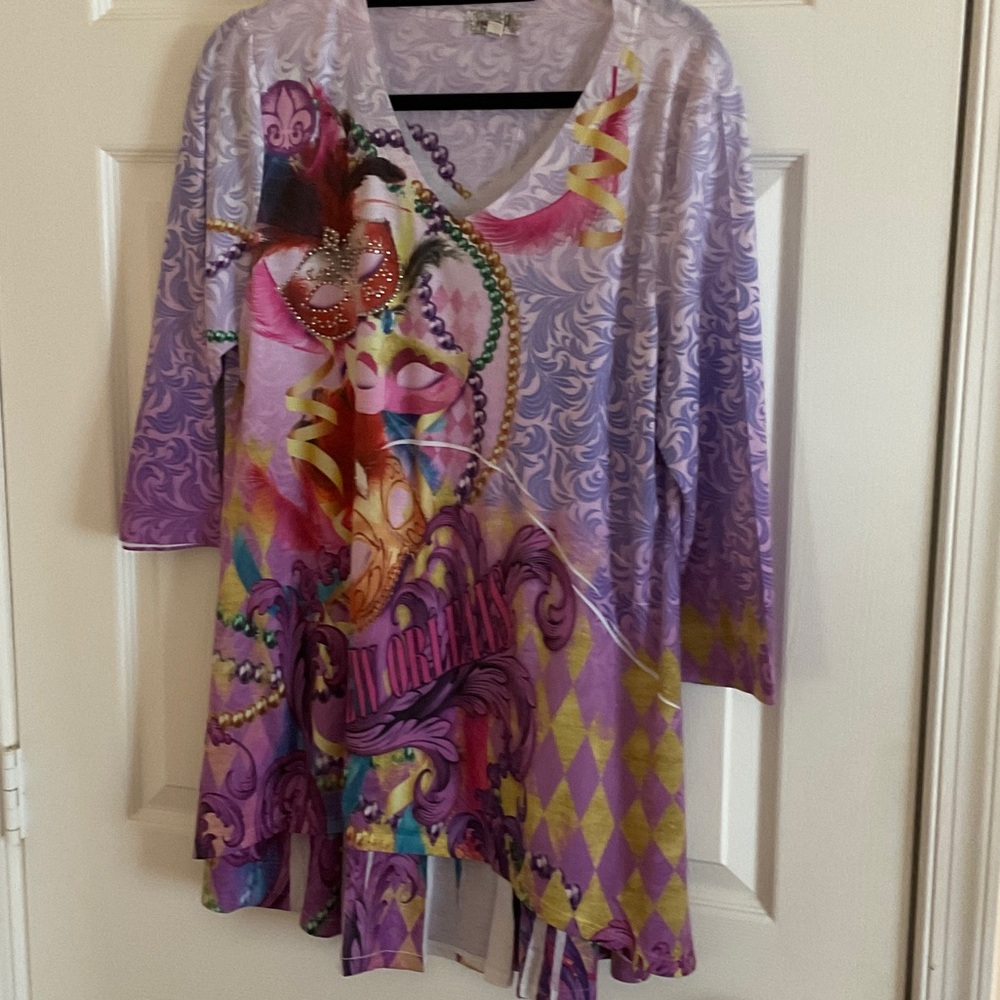 ONE WORLD Multicolor Tunic with Purple and Yellow